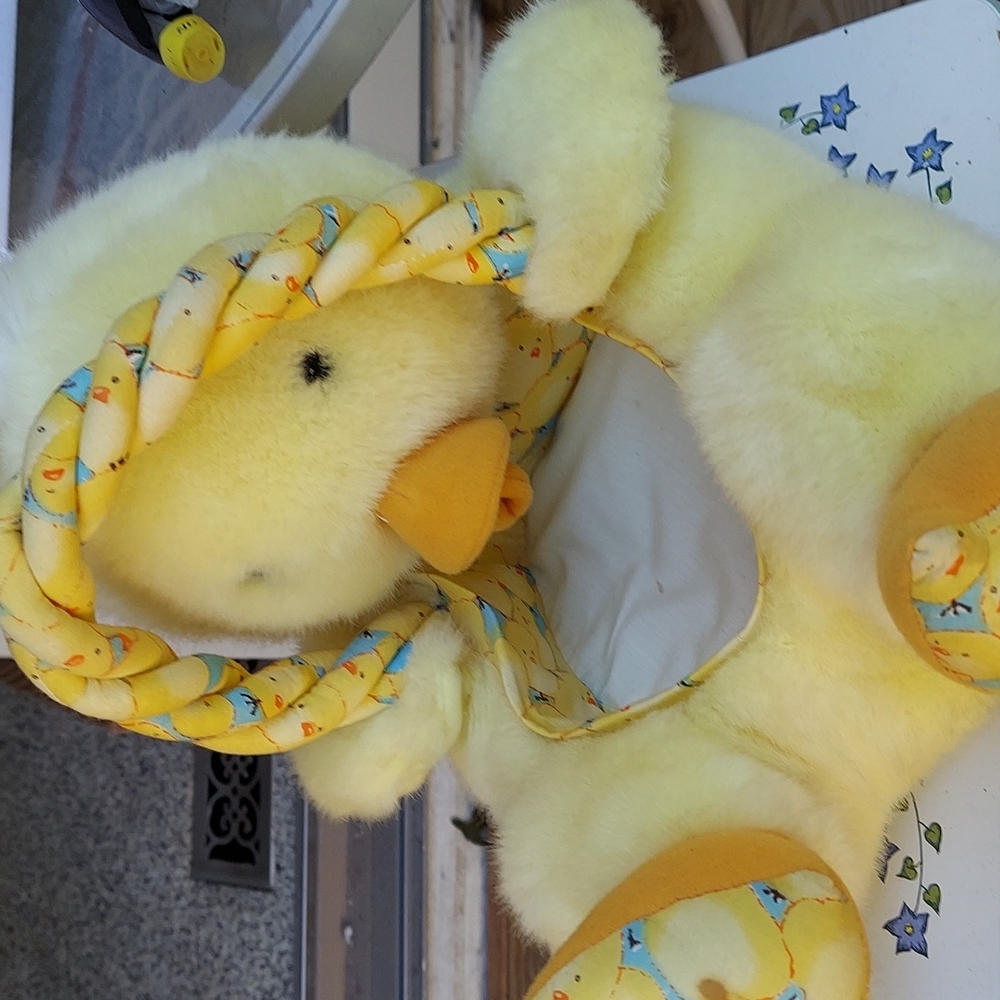 Vintage Chickee Duckling Plush Yellow "Easter" Room Storage  Basket